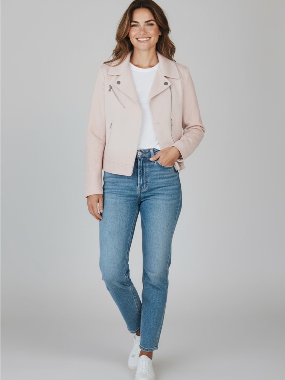 Kenneth Cole Light Beige Moto Blazer
